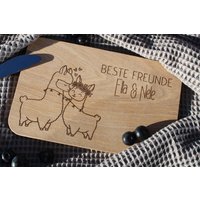 Lama Frühstücksbrett - Personalisierte Bretter Geschenk Ostern Taufe Geburtstag Holzbrett -Schneidebrett Beste Freunde von TanteMaja