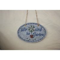 Schild Filz ...wir Sind Im Garten Stickerei Blumenbäumchen Schild Filz ...wir Sind Im Garten Stickerei Blumenbäumchen von TantePe