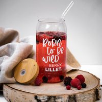 Trinkglas | Born To Be Wildberry Lillet Inkl. Bambusdeckel & Glasstrohhalm Design Geschenkidee von TanteResi