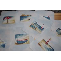 Schöner Strand - Kreuzstich-Set Mit 7 Bildern, Fertige Nadelspitze, Stickerei, Handarbeit, Heimdekoration, Handgefertigtes Geschenk von Tanuli
