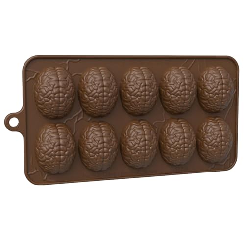 10 Mulden Gehirn Puddingform Silikon -Halloween Thema Gehirn Silikonform Menschliche Gehirn Silikonform Halloween Überraschung Gehirnform Seifen-Gießformen Für Pudding Kuchen Schokolade von Tanxemery