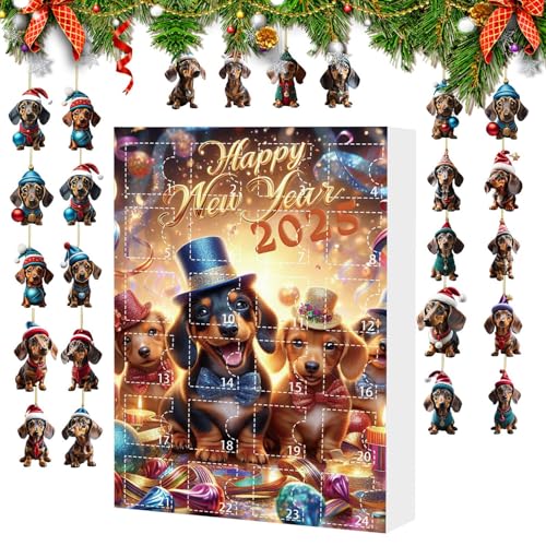 2025 Weihnachtsadvent – Kalender Hund 24 Tage Weihnachtsdekoration 2025 | Niedliche Dekoration für Zuhause, Schlafzimmer, Eingangsbereich von Tanxemery