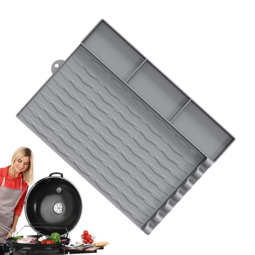 Beistelltisch Grill Mat aus Silikon, seitliche Grillmatte | Multifunktionale Werkzeugmatte aus Silikon für Außengrill – Bopstick und Besteck zum Auflegen von Schutzpads von Tanxemery