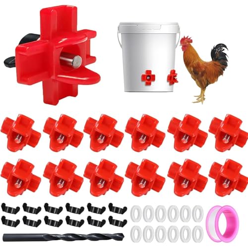 Chicken Waterer, Dieb Waterer – Huhn Automatic Waterer | Auslaufsichere horizontale Futtermelose mit Bohrbits Bewässerungssystem aus Edelstahl für Truthahn und Ii von Tanxemery