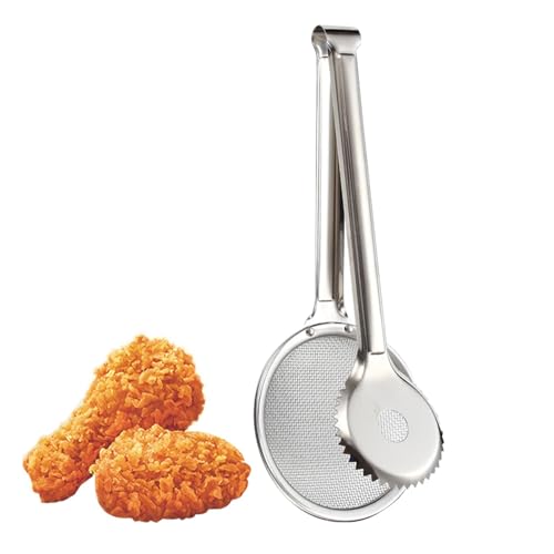 Feinmaschiges Ölsieb - 2-in-1-Sieb-Sieb | Wiederverwendbarer Edelstahl-Sieb, Ölfilter-Löffel für Grill und frittierte Lebensmittel von Tanxemery