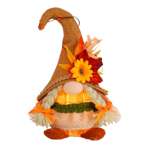 Herbst Deko Gnom Mit Licht, Beleuchteter Dekoration Wichtel Plüsch, Herbstdeko Wichtel Figuren Mit Ahornblatt, Sonnenblume, Herbsternte Beleuchtete Gesichtslose Puppe Plüsch Gnom Für Haus, Garten von Tanxemery