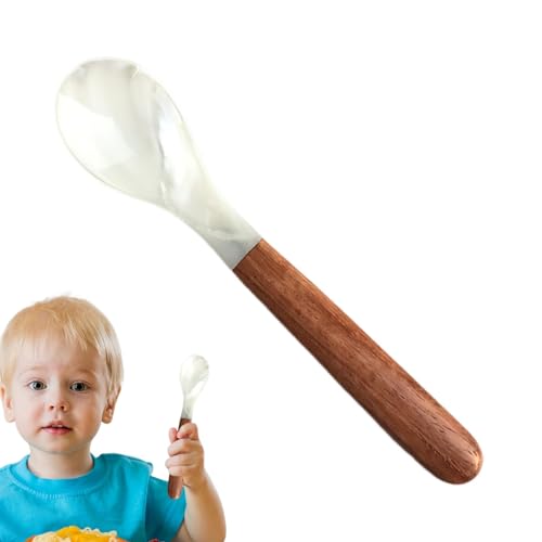 Perlmuttlöffel, Kaviarlöffel, Muschelgabel, Kaviarlöffel mit Holzgriff, Löffel aus natürlicher Schale, Perlmuttlöffel für Eier, Eiscreme, Kaffee, Restauran-Service von Tanxemery