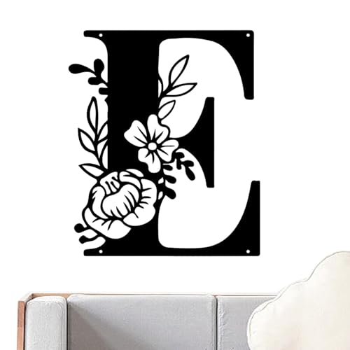 Wanddeko mit Buchstaben aus Metall, Wanddeko mit Blumenbuchstaben | Buchstaben Zeichen Blumenmuster Wandkunst | Außenschild Deko für Haustür Wohnzimmer von Tanxemery