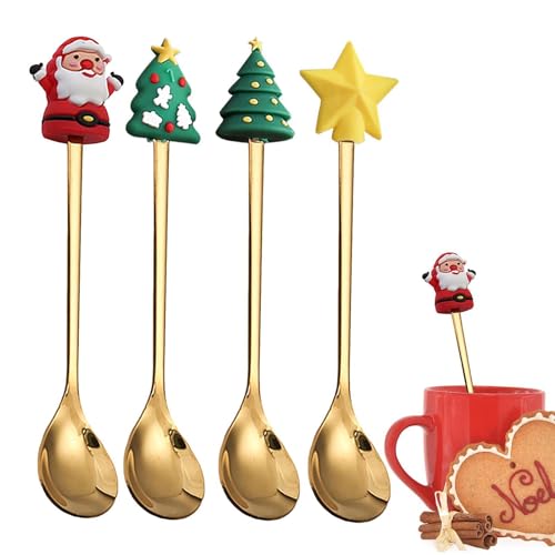 Weihnachtskaffeelöffel-Set, Weihnachtslöffel, Besteck, Kaffeelöffel – Set aus glatten, exquisiten und robusten Tafellöffeln für Kaffee und Desserts von Tanxemery