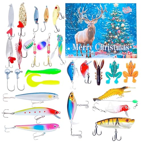 Fishing Lure Calendar 2025,24 Tage Weihnachts Köderset | Festliches Angelköder Set Für Jugendliche Erwachsene Angler Geschenk Fishing Lure Calendar 2025,24 Tage Weihnachts Köderset | Festliches Angelköder Set Für Jugendliche Erwachsene Angler Geschenk von Tanxier