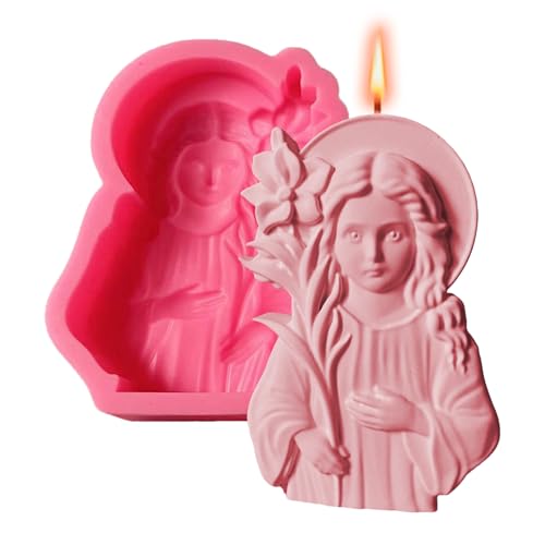 Gesegnete Heilige Maria Kerzenformen,Silikonform Für Maria Muttergottes Kerzenherstellung - Bastelwerkzeug Mit Leichtem Entformen Für Gips Fondant Beton Resin Kunst von Tanxier
