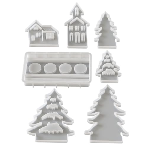 Kerzenhalter Silikonform, Duftende Weihnachtshaus Handwerksform, Silikon Form Einfache Entformung Bastelwerkzeuge für Zuhause Deko Epoxidharz Weihnachtsschmuck von Tanxier