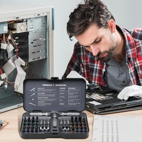 Schraubendreher Set | Magneteinsätze Präzisionsbits Mit Abnehmbarem Griff Und Aufbewahrungskasten | Universal-Reparaturset aus Legierungsstahl für Uhren Fahrräder Haushalt Computer von Tanxier