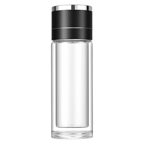 Tanxier Wasserflasche Glas,Für geeigneter tragbarer Glasbecher mit Teetrennung | Auslaufsichere wiederverwendbare Teetasse tragbare doppelschichtige Reisebecher für Zuhause Schreibtisch und täglichen von Tanxier