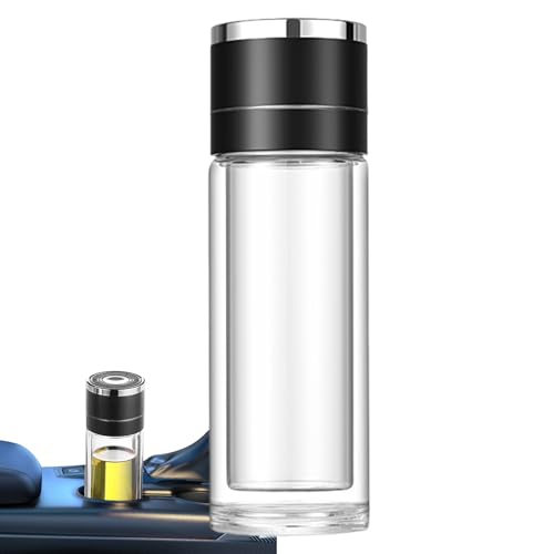 Tanxier Wasserflasche Glas - Für geeigneter tragbarer Glasbecher mit Teetrennung | Auslaufsichere wiederverwendbare Teetasse tragbare doppelschichtige Reisebecher für Zuhause Schreibtisch und von Tanxier
