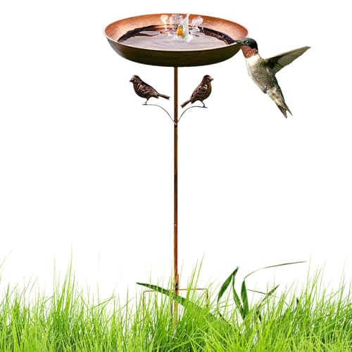 Vogelbad Für Draußen - Metall Vogeltränke Stehend Für Garten | Dekoratives Metall-Vogelbad Rostbeständig 82 cm Hoch Für Garten Terrasse Rasen von Tanxier