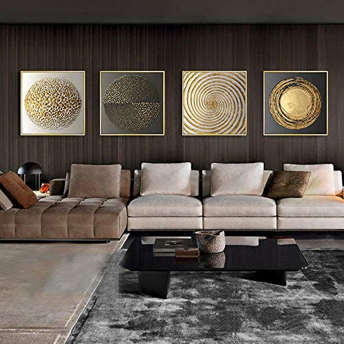 Abstrakte Gold Schwarz Weiß Moderne Quadratische Textur 4 stücke Leinwand Malerei Poster Und Drucke Wandkunst Bilder Für Wohnzimmer Wohnkultur Kein Rahmen 50 * 50cm*4 von Tanyang