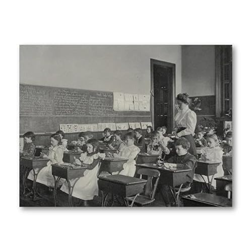 Altes Klassenzimmer Schule Druck Schwarz Weiß Fotografie Poster Lehrer Schüler Tafel Kunst Leinwand Gemälde Vintage Dekor 60X90Cm Kein Rahmen von Tanyang