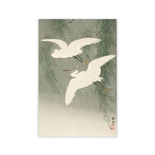 Fliegende Kraniche Kunstdruck Vögel Poster Japanischer Holzschnitt Stil Dekoration Leinwand Malerei Home Wandbilder A7 60X90Cm Kein Rahmen von Tanyang