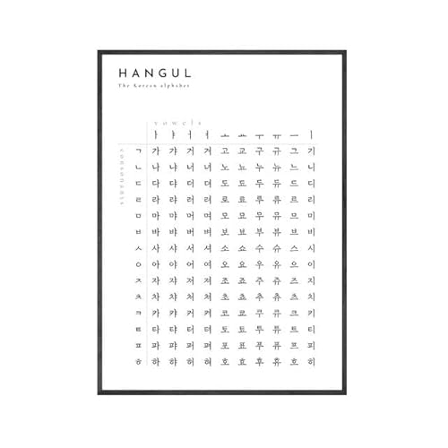 Koreanisches Hangul-Alphabet, Lerndiagramm, Poster, Schwarz-Weiß-Leinwandgemälde Und Drucke, Kinderzimmer, Wandkunst, Bilder, Heimdekoration 50X70Cm Kein Rahmen Koreanisches Hangul-Alphabet, Lerndiagramm, Poster, Schwarz-Weiß-Leinwandgemälde Und Drucke, Kinderzimmer, Wandkunst, Bilder, Heimdekoration 50X70Cm Kein Rahmen von TANYANG