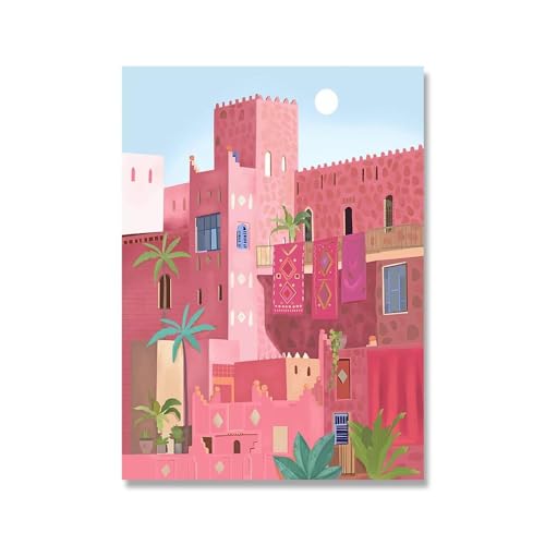 Marokko Kasbah Marrakesch Reise Poster Landschaft Leinwand Malerei Minimalismus Moderne Kunstdruck Bild Für Wohnzimmer Wohnkultur 30X40Cm Kein Rahmen von Tanyang