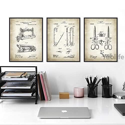 Nähmaschine Patent Vintage Poster Industrieller Kunstdruck Retro Wandbilder 3 Stück Leinwand Malerei Handwerk Raumdekoration Nähen 40Cmx60Cmx3Pcs Kein Rahmen Nähmaschine Patent Vintage Poster Industrieller Kunstdruck Retro Wandbilder 3 Stück Leinwand Malerei Handwerk Raumdekoration Nähen 40Cmx60Cmx3Pcs Kein Rahmen von Tanyang