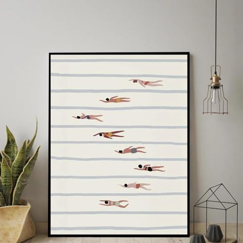 Verschiedene Frauen Schwimmer Wand Kunstdrucke Nordic Minimalistischen Poster Schwimmen Pool Leinwand Malerei Bilder Für Kinder Badezimmer Dekor 50X70Cm Kein Rahmen von Tanyang