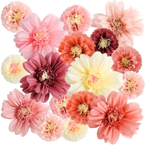 Große bunte Seidenpapierblumen, 50,8 cm, riesige Fiesta-Papierblumen, Pompons, Papierblumen, mexikanischer Karneval, Party, Wandhintergrund, Dekoration für Hochzeit, Geburtstag, Rosenfarbe, 12 Stück von TaoBary