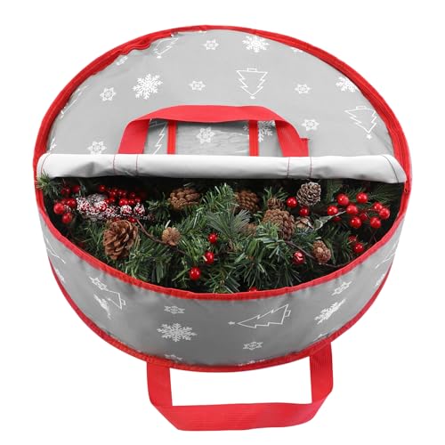 TaoQ C 75 cm Weihnachtskranz Aufbewahrungstasche, Kranz Aufbewahrungsbehälter mit Tragegriffen Reißverschluss, Girlande Aufbewahrungstasche für Kranz Weihnachtsdekoration, Grau von TaoQ C