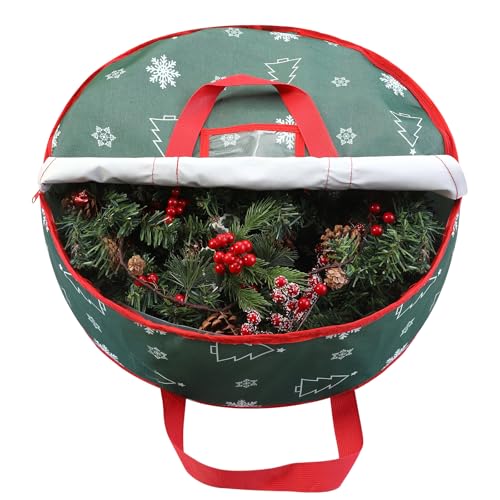 TaoQ C 75 cm Weihnachtskranz Aufbewahrungstasche, Kranz Aufbewahrungsbehälter mit Tragegriffen Reißverschluss, Girlande Aufbewahrungstasche für Kranz Weihnachtsdekoration, Grün von TaoQ C