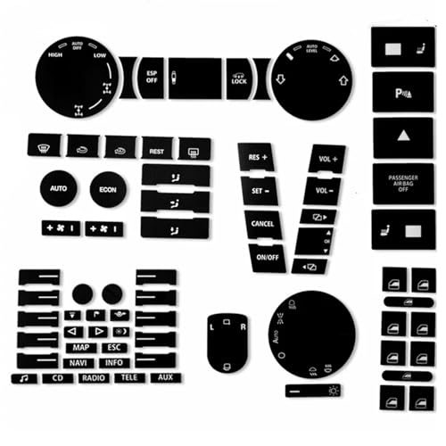 Taste Aufkleber für VW Touareg 2004–2009,Auto Klimaanlage Armaturenbrett A/C Taste Dash Klima Control Schalter Aufkleber Kit Taste Aufkleber für VW Touareg 2004–2009,Auto Klimaanlage Armaturenbrett A/C Taste Dash Klima Control Schalter Aufkleber Kit von TaoZong
