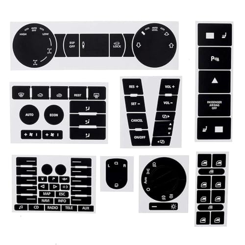 Taste Aufkleber für VW Touareg 2004–2009,Auto Klimaanlage Armaturenbrett A/C Taste Dash Klima Control Schalter Aufkleber Kit Taste Aufkleber für VW Touareg 2004–2009,Auto Klimaanlage Armaturenbrett A/C Taste Dash Klima Control Schalter Aufkleber Kit von TaoZong