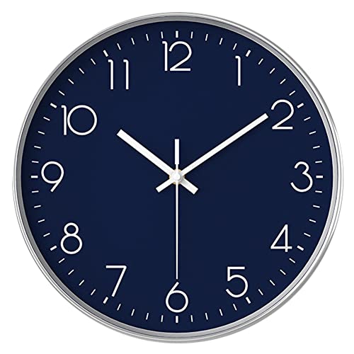 Taodyans Leise Wanduhr 30,5 cm Küchenuhr Quarz Batteriebetriebene runde moderne hängende Uhr für Büro Klasse Zimmer Wohnzimmer Schlafzimmer (Marineblau) von Taodyans