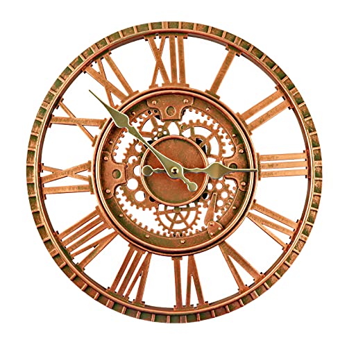 Taodyans Wanduhr für den Außenbereich, wasserdicht, Gartenuhr, 30,5 cm, Quarz, batteriebetrieben, römische Retro, Küchenuhr, nicht leise (rotes Kupfer) von Taodyans