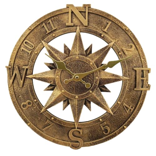 Taodyans Outdoor Wanduhr 30 cm - Wasserdicht für Garten, Aussenbereich, Küche, Wohnzimmer - Industrial 3D Design - Ticken (Bronze) von Taodyans