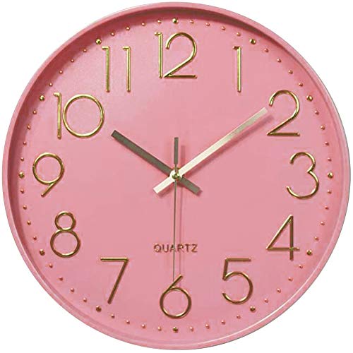 Taodyans Modern Wanduhr 30cm Ohne Tickgeräusche Küche Wand Uhr Quarz Uhr für Büro Klassenzimmer Wohnzimmer Schlafzimmer (Rosa) von Taodyans