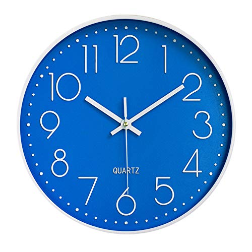 Taodyans Modern Wanduhr 30cm Ohne Tickgeräusche Küche Wand Uhr Quarz Uhr für Büro Klassenzimmer Wohnzimmer Schlafzimmer (Blau) von Taodyans