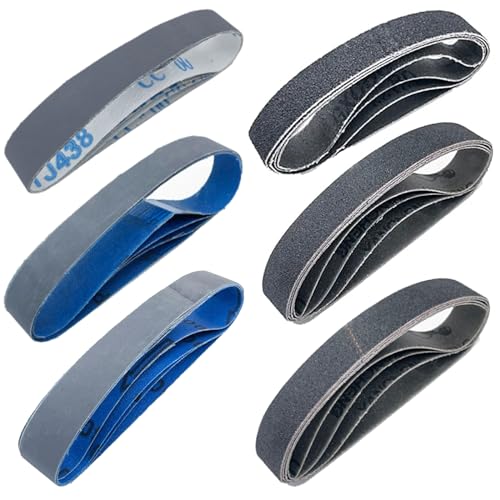 24 Stück 1 x 18 Siliziumkarbid-Schleifbänder, je 4 Stück mit 80, 240, 400, 600, 800, 1000 Körnungen, Messerschärfer, Schleifband-Set, passend für Ken Zwiebelklingen-Aufsatz von Taokyid