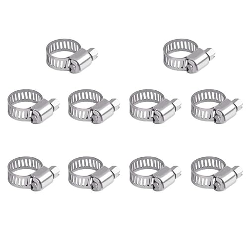 Mindwissup 10 Stück Schlauchschellen, 10-16mm 304 Edelstahl Schlauchklemmen Einstellbare Rohrschellen Schlauch Clips für Gas Rohr, Wasserrohr, Abluftschlauch von MindWissUp