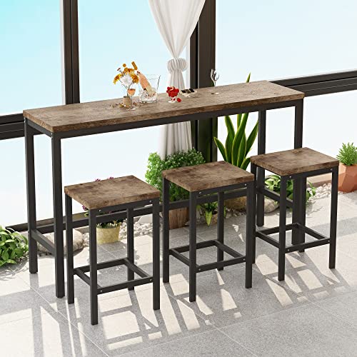 Taoplay Bartisch mit Barhocker Set, Modernes Dining Table mit Stuhl,für Küche, Esszimmer oder Wohnzimmer, Natural von Taoplay
