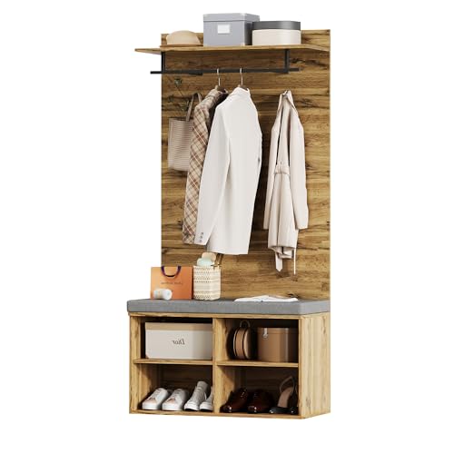 Taoplay Kompakte gaderobenschränke Flur Set, Garderobenschrank mit Aufbewahrung, Gaderobe für Schlafzimmer, Schmal und Platzsparend Elbise dolabi, HelleEiche von Taoplay