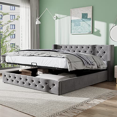 Taoplay Komplettes Bett- und Matratzen-Set mit Memory-Schaum für erholsamen Schlaf, Grau von Taoplay