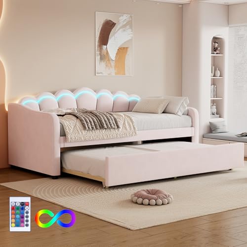 Taoplay Komplettes Bett- und Matratzen-Set mit Memory-Schaum für erholsamen Schlaf, Rosa von Taoplay