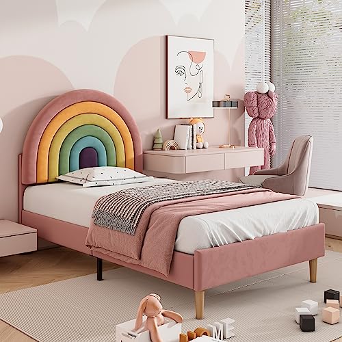 Taoplay Komplettes Bett- und Matratzen-Set mit Memory-Schaum für erholsamen Schlaf, Rosa von Taoplay