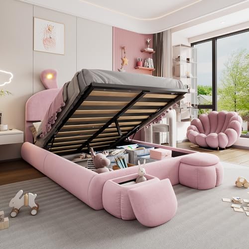 Taoplay Komplettes Bett- und Matratzen-Set mit Memory-Schaum für erholsamen Schlaf, Rosa von Taoplay