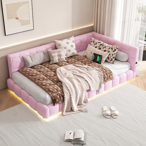 Taoplay Komplettes Bett- und Matratzen-Set mit Memory-Schaum für erholsamen Schlaf, Rosa von Taoplay