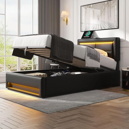 Taoplay Komplettes Bett- und Matratzen-Set mit Memory-Schaum für erholsamen Schlaf, Schwarz von Taoplay