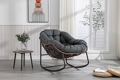 Taoplay Schaukelstuhl mit Liegefunktion – Schaukelsessel Rocking Chair für Wohnzimmer & Schlafzimmer, BetonGrau von Taoplay