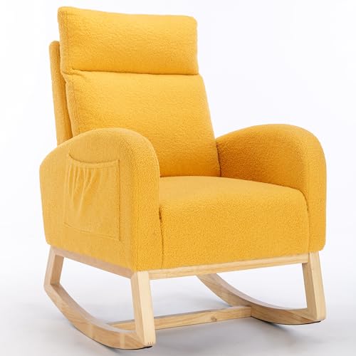 Taoplay Schaukelstuhl mit Liegefunktion – Schaukelsessel Rocking Chair für Wohnzimmer & Schlafzimmer, Gelb von Taoplay