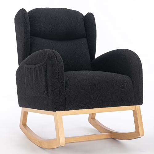 Taoplay Schaukelstuhl mit Liegefunktion – Schaukelsessel Rocking Chair für Wohnzimmer & Schlafzimmer, Schwarz von Taoplay